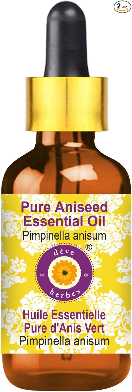 Deve Herbes Pure Aniseed Essential Oil (Pimpinella anisum) with Glass Dropper Steam Distilled 50ml (1.69 oz)