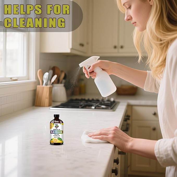 Lemon Essential Oil - GV77ZF Lemon Oils for Diffusers, Humidifiers, DIY Candles, Soap, Cleaning, Home, Office, Yoga, Massage, Gifts - 4 fl oz (120 ml)