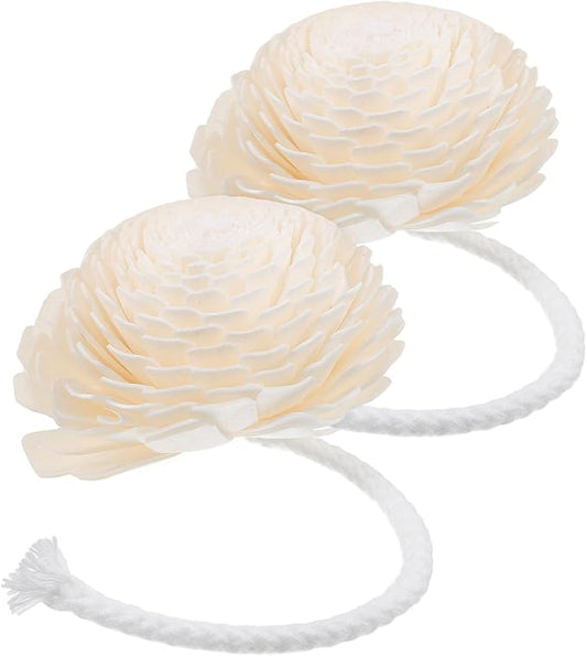 Aroma Bottle Diffusers 2pcs with Cotton Rope Small Artificial Flower Heads for Indoor Aromatherapy, Car and Bathroom Scent Diffuser Decoration