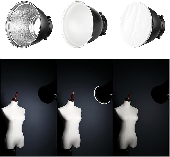 Soonpho Standard Reflector Beauty Dish Diffuser Lamp Shade 7"/ 18cm Photography with 10°/20°/30°/40°/50°/60° Degree Honeycomb Grid,6 Colors Soft Cloth for Studio Strobe Flash Light Speedlite