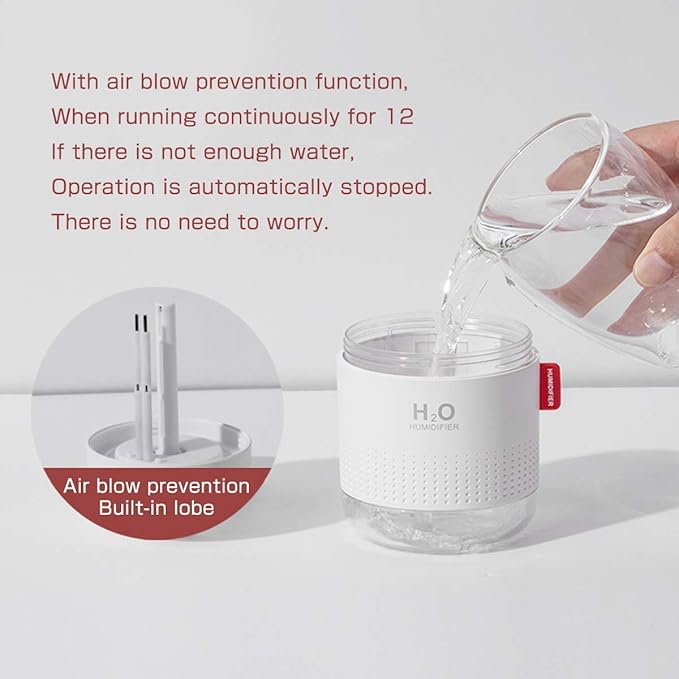 500ml Mist Humidifiers, Waterless Auto-Off Quiet Air Humidifier with Night Light, with 10~16 Working Hours for Home Office Baby Bedroom