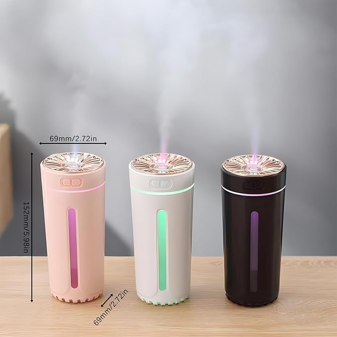 Portable Silent USB Car Diffuser with LED Light - Car Aromatherapy Diffusers for Essential Oils, USB-Powered with 7-LED Color Lights, for Car Room Home Office Bedroom (3PCS)