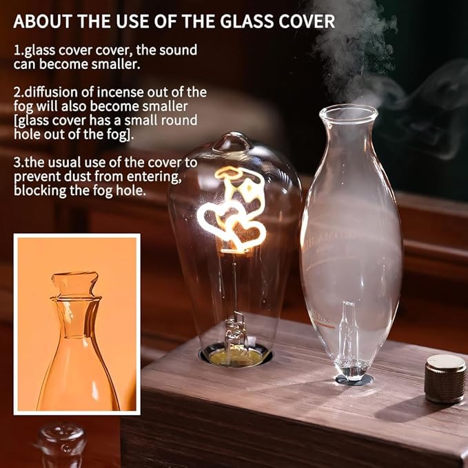 BAUSATZ Waterless Oil Diffuser Waterless Diffuser for Essential Oils Home Aromatherapy Machine Romatherapy Nebulizing Essential Oil Diffusers Aroma Blaster, Solid Oak Base with Light, USB Power Supply