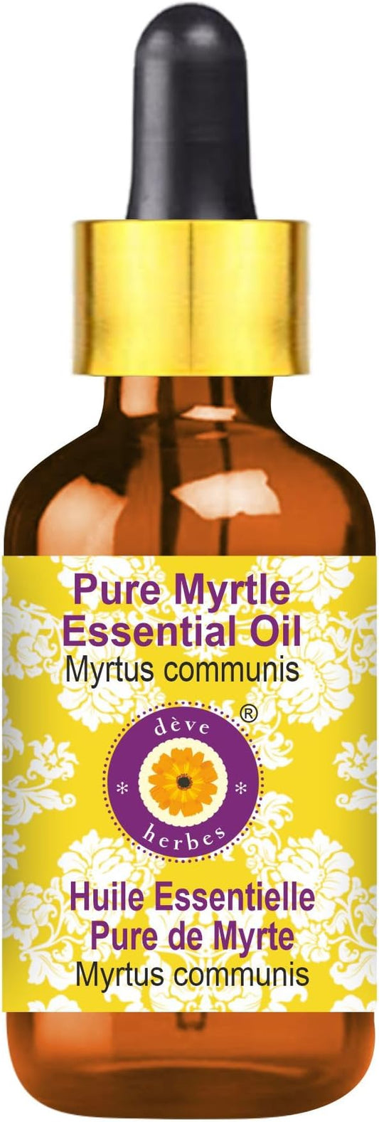 dève herbes Myrtle Essential Oil (Myrtus communis) with Glass Dropper | Pure | Non-Sticky | Non-Greasy | Lightweight | Men & Women | All Skin Types | Steam Distilled 5ml (0.16 oz)