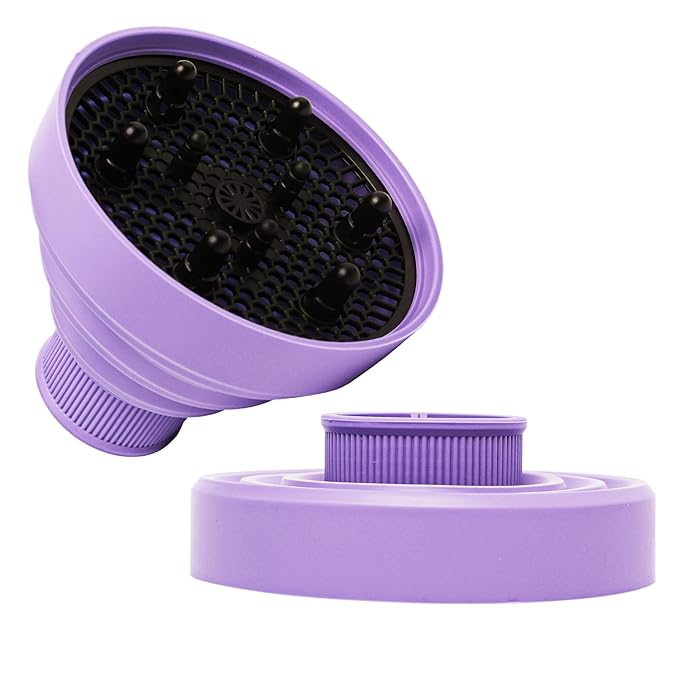 WAJIAYON Universal Collapsible Hair Dryer Diffuser Attachment-Foldable Portable Travel and Easy Storage Fit Most Hair Dryers with Nozzle Diameter D-1.575Inch to 1.968 Inch (4-5cm)- Violet