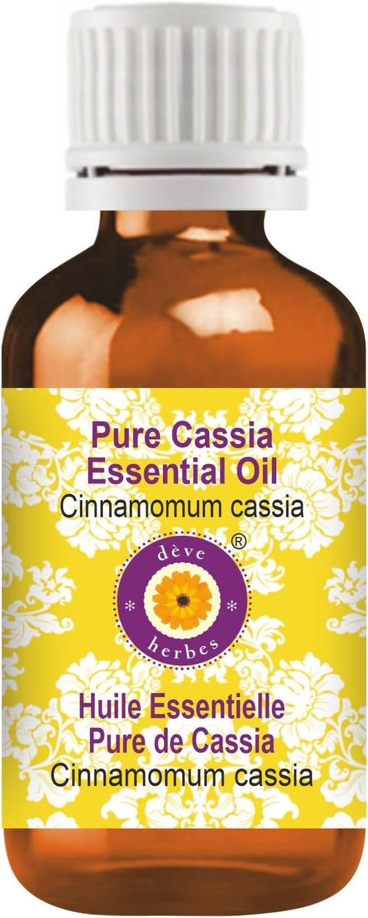 Deve Herbes Pure Cassia Essential Oil (Cinnamomum Cassia) Steam Distilled 10ml (0.33 oz)