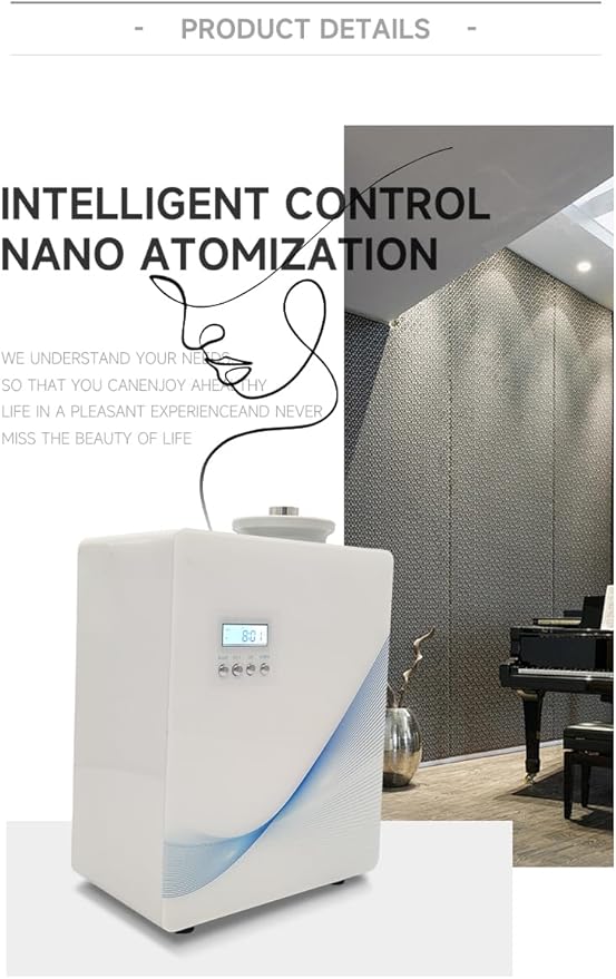 Bluetooth Enabled Wall Mounted Phone Controlled Hotel Collection Diffuser Machine Fragrance Oil Evaporator Cold air Diffuser with 500ml Capacity HVAC/AC System for 1000-4000sq .ft Coverage (Black)
