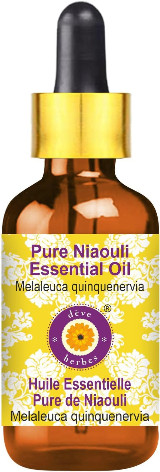 dève herbes Niaouli Essential Oil (Melaleuca quinquenervia) with Glass Dropper | Pure | Non-Sticky | Non-Greasy | Lightweight | Men & Women | All Skin Types | Steam Distilled 5ml (0.16 oz)