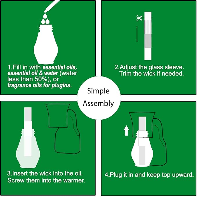 Blank Plug in Air Freshener Polarized Wall Plug Oil Diffuser for DIY Characteristic Home Scent from Natural Essential Oil, EO+Water, Fragrance Refill (White 4 Sets)