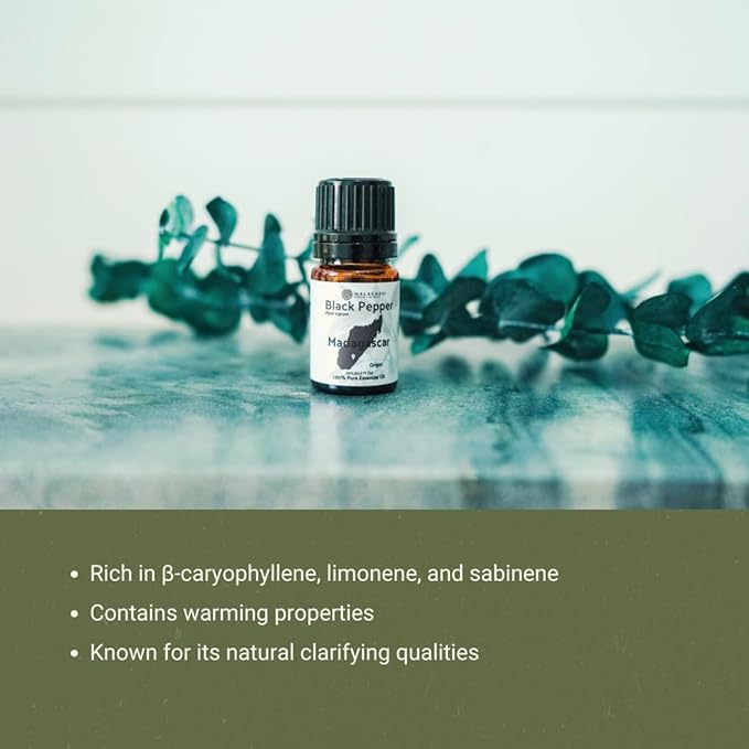 Black Pepper Essential Oil - Direct from Madagascar Farms - Steam Distilled - Aceite Pimienta Negra for Aromatherapy, Massage, Diffuser, DIY Candle and Soap Making - 2lbs