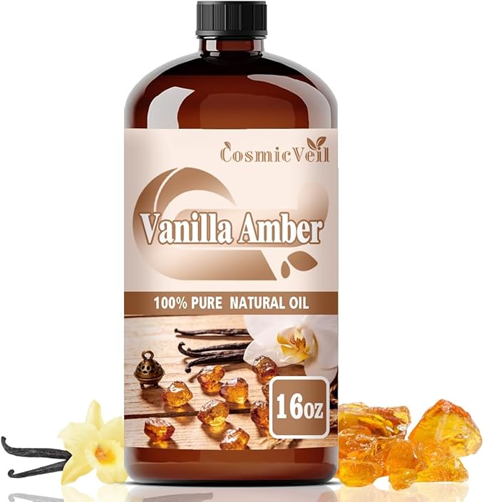 Vanilla Amber Essential Oil 16 Fl Oz (480Ml) Fragrance Oil Vanilla Amber Oil for Aroma Diffuser,Humidifier,Home Fragrance,Spa,Cleaning,Body Care,Massage,Yoga,DIY Candle