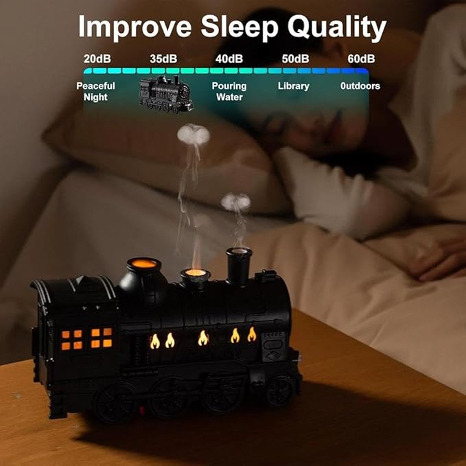 Train Diffuser 300ML Essential Oil Diffuser Cool Mist Humidifier Aroma Diffuser with Night Light for Bedroom Desk, Retro Christmas Train Diffuser for Relaxation, Home Decor & Gifts