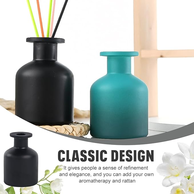 ericotry 1PCS 150ml/5oz Glass Diffuser Bottle Jars Pot Empty Refillable Exquisite Essential Oils Container for DIY Reed Diffuser Sticks Sets Crafts Decor Essential Oil Diffuser (Black)