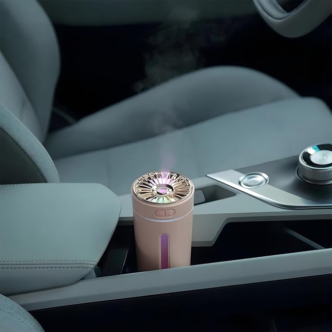 Portable Silent USB Car Diffuser with LED Light - Car Aromatherapy Diffusers for Essential Oils, USB-Powered with 7-LED Color Lights, for Car Room Home Office Bedroom (Pink)