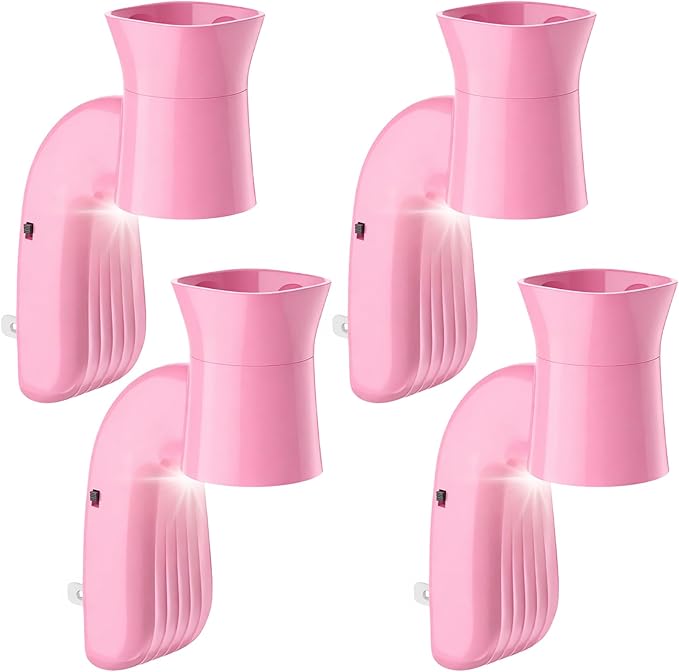 4 Pack Wall Fragrance Plug in with Night Light Compatible with Bath & Body Works Wallflowers, Plug in Aromatherapy Diffuser for Bedroom, Home Fragrance, Relaxing Atmosphere - Pink