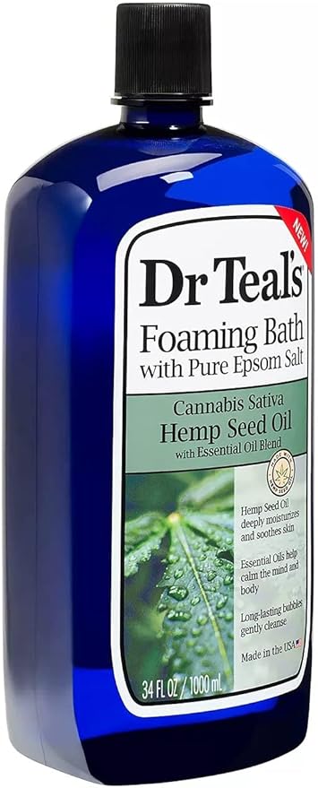 Dr. Teal's Foaming Bath Variety Gift Set (2 Pack, 34oz Ea.) - Hemp Seed Oil with Essential Oil Blend, Melatonin Nighttime Sleep Soak - Essential Oils Blended with Pure Epsom Salt Eases Pain & Stress