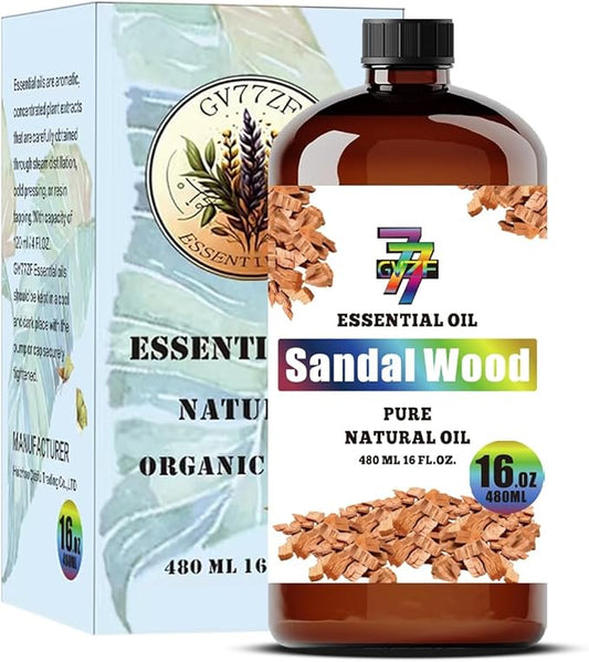 Sandalwood Essential Oil - GV77ZF Sandalwood Oils for Diffusers, Humidifiers, DIY Candles, Soap, Cleaning, Home, Office, Yoga, Massage, Gifts - 16 fl oz (480 ml)