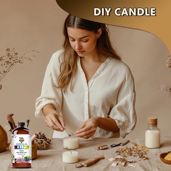 Lily Essential Oil - GV77ZF Lily Oils for Diffusers, Humidifiers, DIY Candles, Soap, Cleaning, Home, Office, Yoga, Massage, Gifts - 16 fl oz (480 ml)