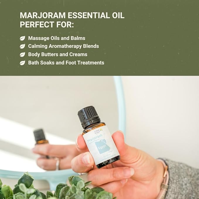 Marjoram Essential Oil - Direct from Al Sheikh for Export Egypt - Steam Distilled - Aceite de Mejorana for Aromatherapy, Massage, Diffuser, DIY Candle and Soap Making - 2lbs