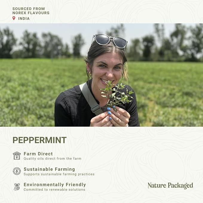 Peppermint Essential Oil - Direct from Norex Flavours India - Steam Distilled - Aceite Esencial de Menta for Aromatherapy, Massage, Diffuser, DIY Candle and Soap Making - 15ml