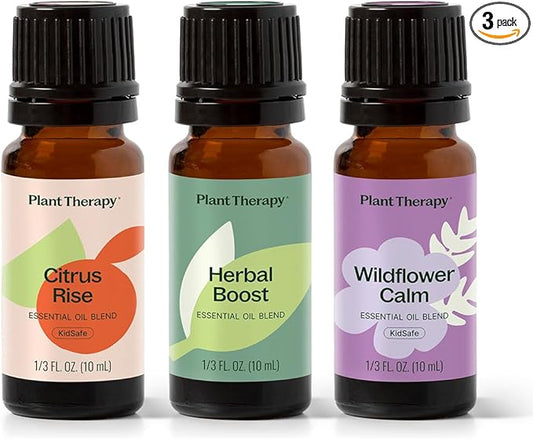 Plant Therapy The Spring Reset Essential Oil Set - Three Exclusive Spring-Focused Blends, Citrus Rise, Wildflower Calm & Herbal Boost, Supports Relaxation, Clarity, and Refreshed Energy
