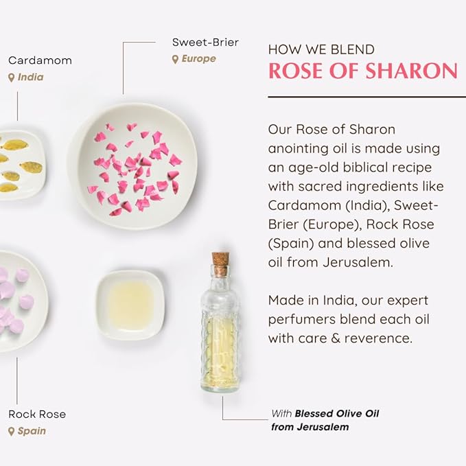 Rose of Sharon Anointing Oil 9ml (0.3 fl oz.)| Blessings from The Holy Lands | Blessed from Jerusalem | Biblical Spices | Christian Gifts | Holy Oil for Prayer and Protection