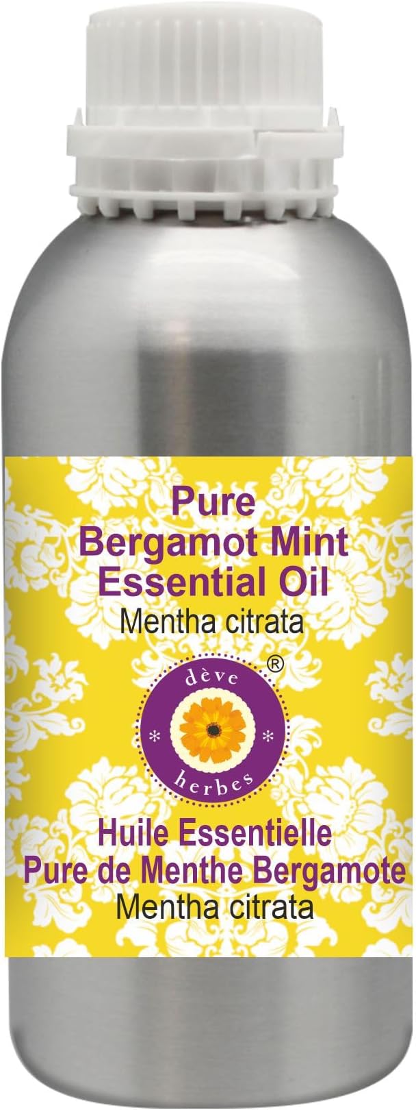Deve Herbes Pure Bergamot Mint Essential Oil (Mentha citrata) Steam Distilled 1250ml (42 oz)