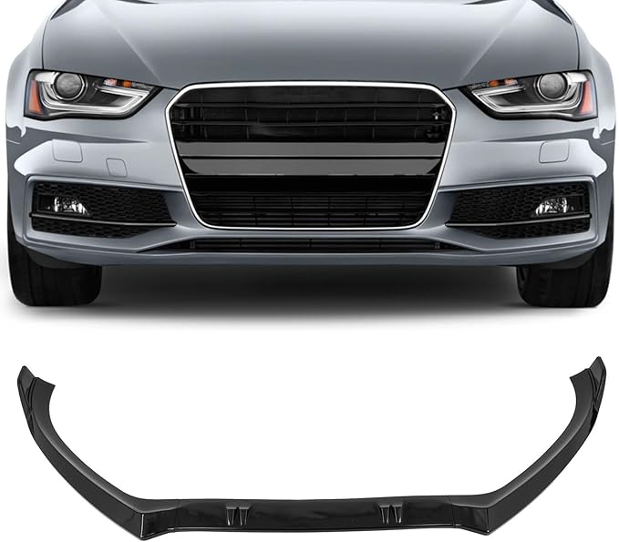 SCITOO Glossy Black Front Bumper Lip Fits for 2013-2016 for Audi A4 Quattro PP Front Lip Spoiler