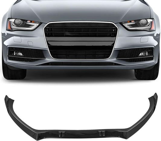 SCITOO Glossy Black Front Bumper Lip STP-Style Fits for 2009-2012 for Audi A4 B8 S-Line PP Front Lip Spoiler