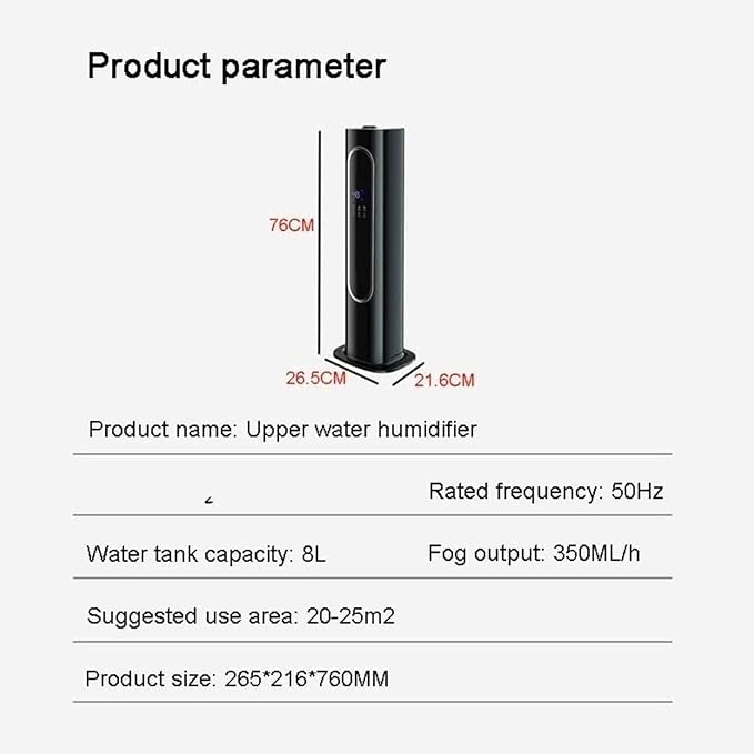 Cool Mist Humidifier, 8L Diffuser, Top Fill Humidifier for Bedroom, Home and Office, up to75 Hours Runtime Auto Shut-Off, 360° Nozzle, Ideal for Plants/Home/Office/Baby Roo,