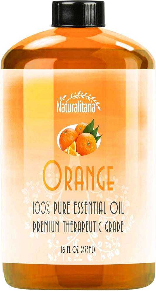 Naturalitana Sweet Orange Essential Oil (16oz Bulk) – Aromatherapy Sweet Orange for Diffuser, Soap, Bath Bombs & Candles – Therapeutic Grade Essential Oil
