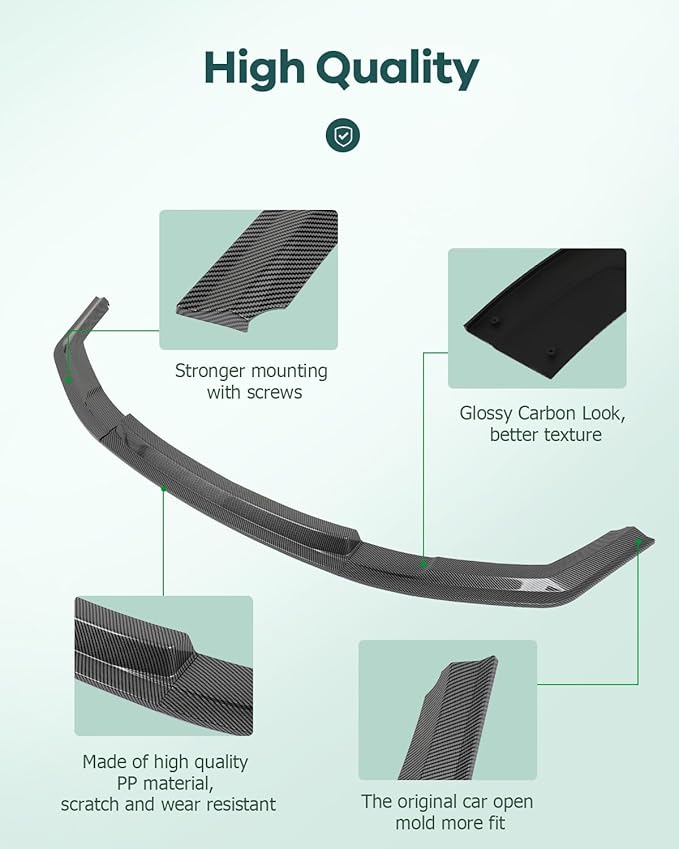 SCITOO Plastic Front Lip Spoiler fits for 2016-2020 for BMW for M2 F87 Glossy Carbon Look Front Bumper Lip