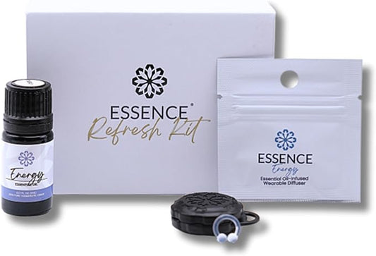 Essence Wearable Aromatherapy Nasal Diffuser – Energy Blend Essential Oil Nose Ring Refresh Kit – Personal Scent Clip for Travel, Work & Everyday Use – Made in USA