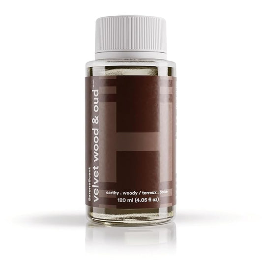 Homedics SereneScent Waterless Diffuser Oil Refill — Velvet Wood & Oud (120ml). Warm & Luxurious Home Fragrance. Compatible with SereneScent Diffusers. Easy Twist Plug & Play