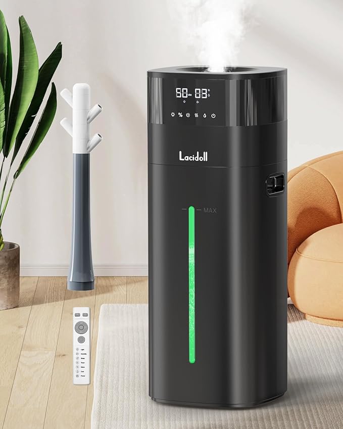 Lacidoll Warm and Cool Mist Humidifier Large Room, 5.3Gal/20L Humidifiers for Home 2500 sq ft, Whole House Humidifiers with Diffuser & Extended Tube, Air Humidifier for Bedroom Nursery Baby Plants