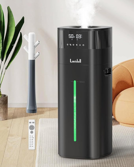 Lacidoll Warm and Cool Mist Humidifier Large Room, 5.3Gal/20L Humidifiers for Home 2500 sq ft, Whole House Humidifiers with Diffuser & Extended Tube, Air Humidifier for Bedroom Nursery Baby Plants