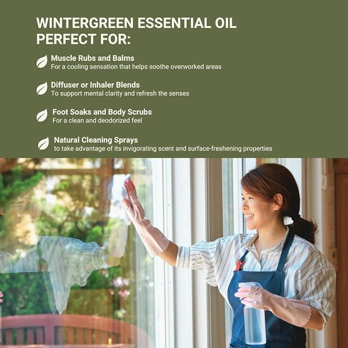 Wintergreen Essential Oil - Direct from Bio-Young Aromas China - Steam Distilled - Aceite de Gaulteria for Aromatherapy, Massage, Diffuser, DIY Candle and Soap Making - 22lbs