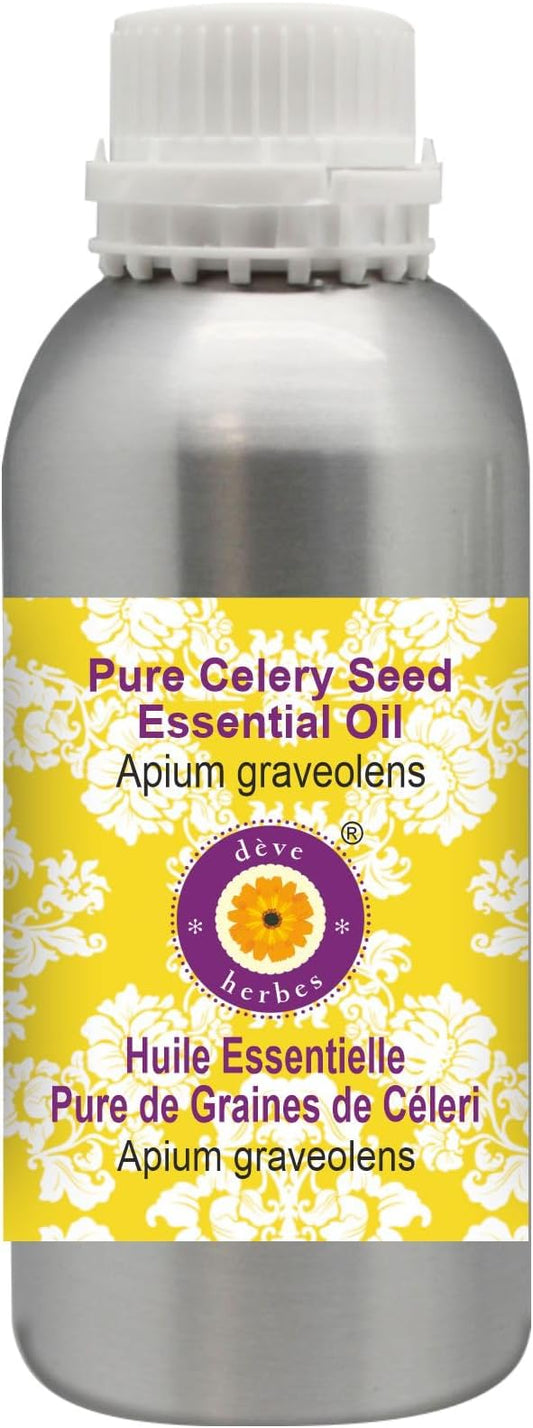 Deve Herbes Pure Celery Seed Essential Oil (Apium graveolens) Steam Distilled 1250ml (42 oz)