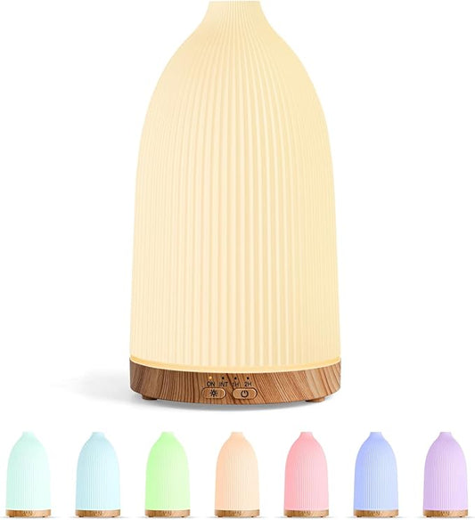 SALKING Essential Oil Diffuser, 100ml Aromatherapy Diffusers with Adjustable Mist Mode Timer Setting, Ultrasonic Diffusers for Essential Oils, Warm White Lights, 7 LED Colors, for Office Home