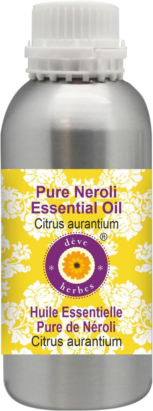 Deve Herbes Pure Neroli Essential Oil (Citrus aurantium) Steam Distilled 300ml (10 oz)