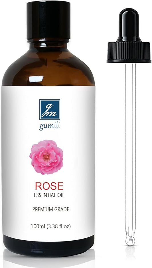 GM Gumili Rose Essential Oil for Face, Hair, Body, Skin, Aromatherapy, Essential Oils Diffuser, DIY Blends - 3.38 Oz