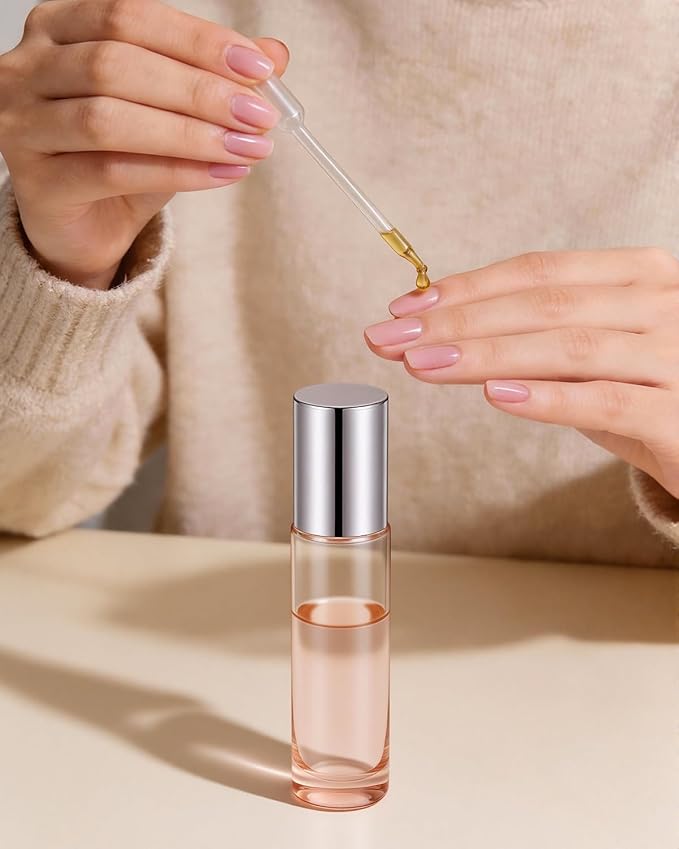 Worldgsb 4 Pack Essential Oil Roller Bottles, 10ml Refillable Glass Roller Bottles with Stainless Steel Roller Balls and Caps for Travel, Perfume and Lip Gloss Rose Gold