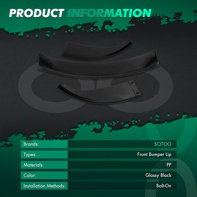SCITOO Plastic Front Lip Spoiler Fits for 2006-2010 for BMW E60 M5 Glossy Black Front Bumper Lip