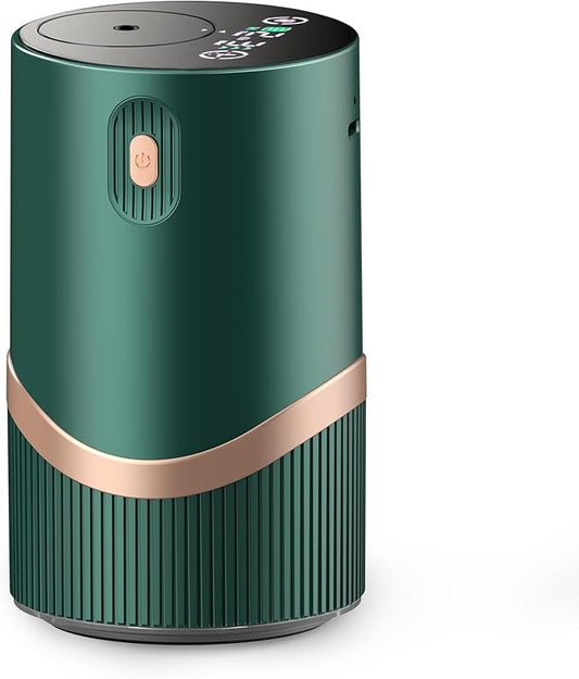 JUANANIUG Waterless Essential Oil Diffuser Portable: Rechargable Aromatherapy Diffuser for Car and Home - 4 Concentration Adjustments and Timers - Gifts for Christmas Home (Dark Green)
