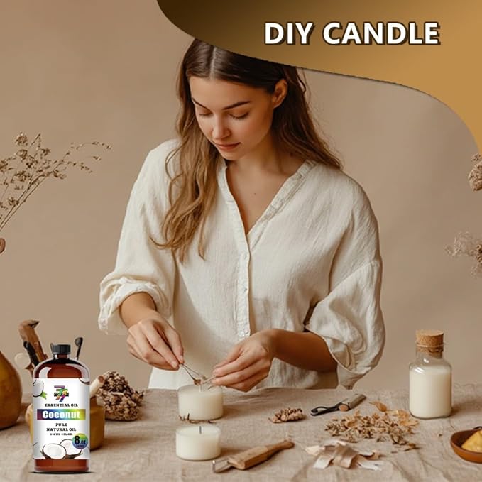 Coconut Essential Oil - GV77ZF Coconut Oils for Diffusers, Humidifiers, DIY Candles, Soap, Cleaning, Home, Office, Yoga, Massage, Gifts - 8 fl oz (240 ml)