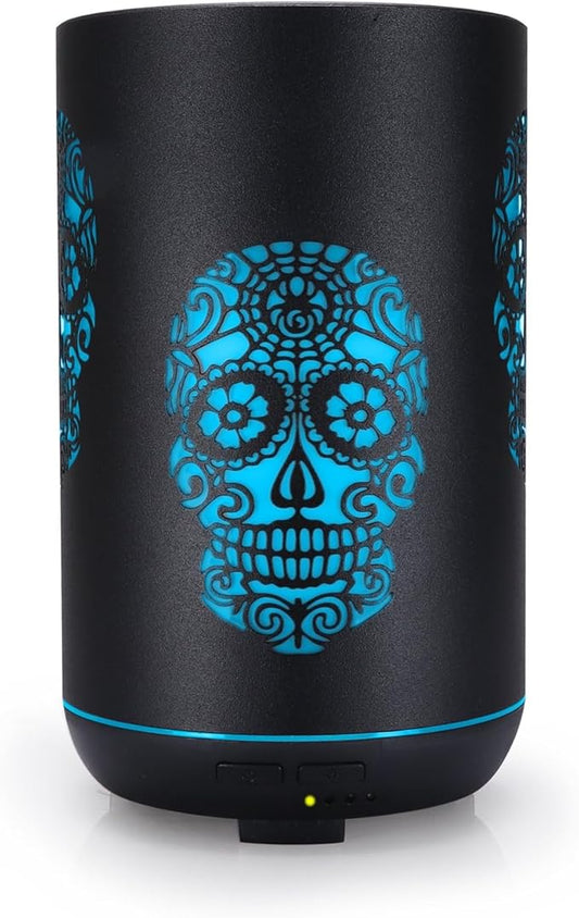 Skull Essential Oil Diffuser, 350ml Ultrasonic Cool Mist Humidifier, Aromatherapy Diffuser, Waterless Auto Off 7 Color Night Light, for Bedroom, Office, Living Room, Yoga