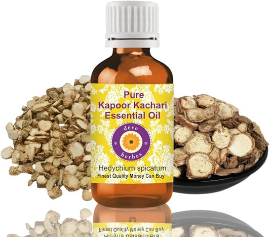 dève herbes Kapoor Kachari Essential Oil (Hedychium spicatum) Pure | Non-Sticky | Non-Greasy | Lightweight | Men & Women | All Skin Types | Steam Distilled 10ml (0.33 oz)