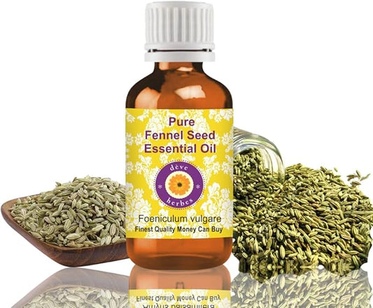 Deve Herbes Pure Fennel Seed Essential Oil (Foeniculum vulgare) Steam Distilled 100ml (3.38 oz)
