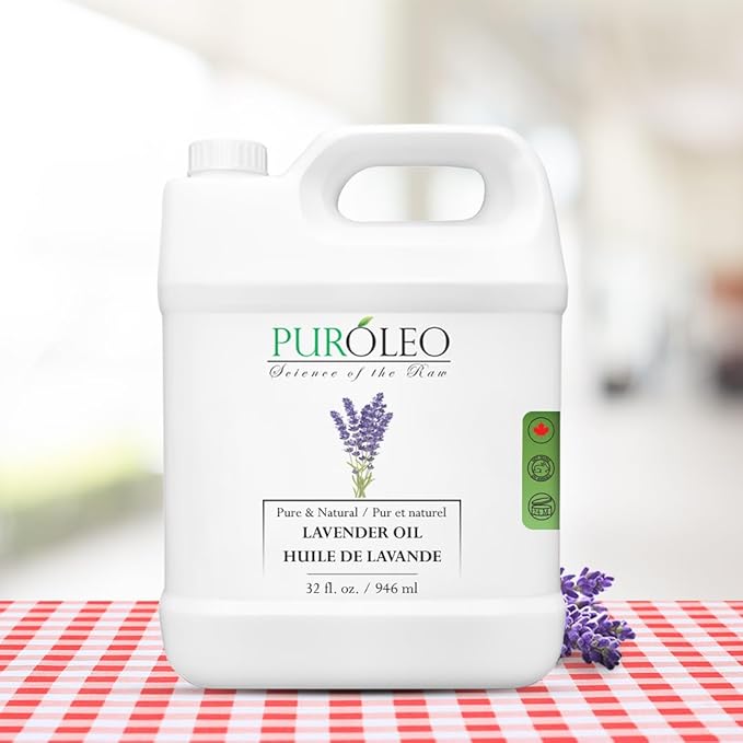 PUROLEO Lavender Essential Oil 32 Fl Oz/946 ML (Packed in Canada) 100% Pure Natural Undiluted for Aromatherapy, Aromatherapy Oil for Sleep, Relaxation Bulgaria France Oil Diffuser