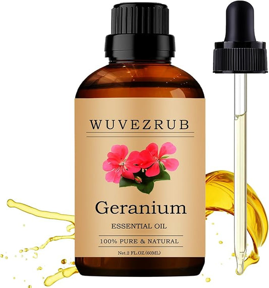 Geranium Essential Oils 60ML,100% Pure and Natural Honeysuckle Essential Oil for Aromatherapy Diffuser - 2 Fl Oz/Geranium